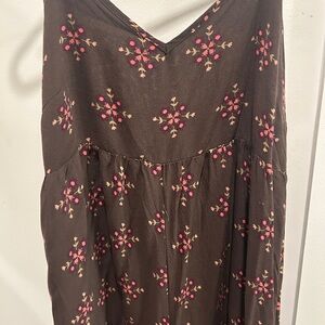 NATURAL LIFE Brown Dress with Pink Floral Accents